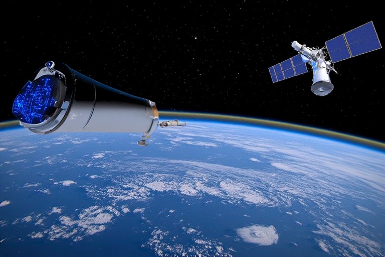 Space telescope and EO satellite together